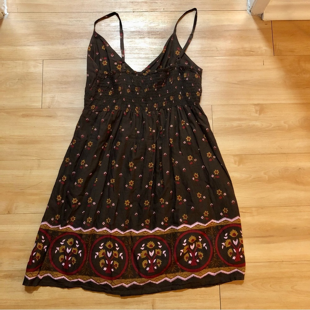 Raviya Surf Brown Floral Cotton Dress - Size Medium